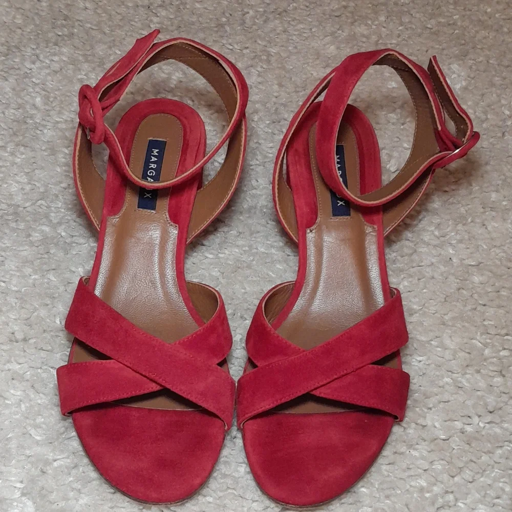 MARGAUX CITY SANDALS IN RED SUEDE size 39.5 - Picture 5 of 16